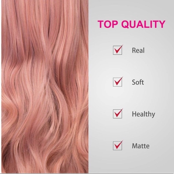 ♥️ ROSE GOLD PINK 24” BODY WAVY LACE FRONT WIG*NWT main image 2